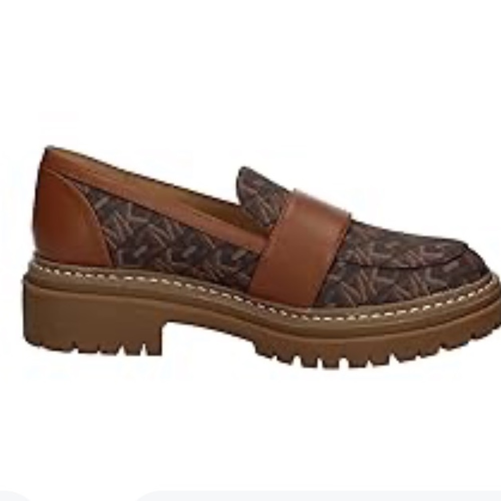 Michael Kors Brown Monogram Lug Sole Loafers - Picture 4 of 6